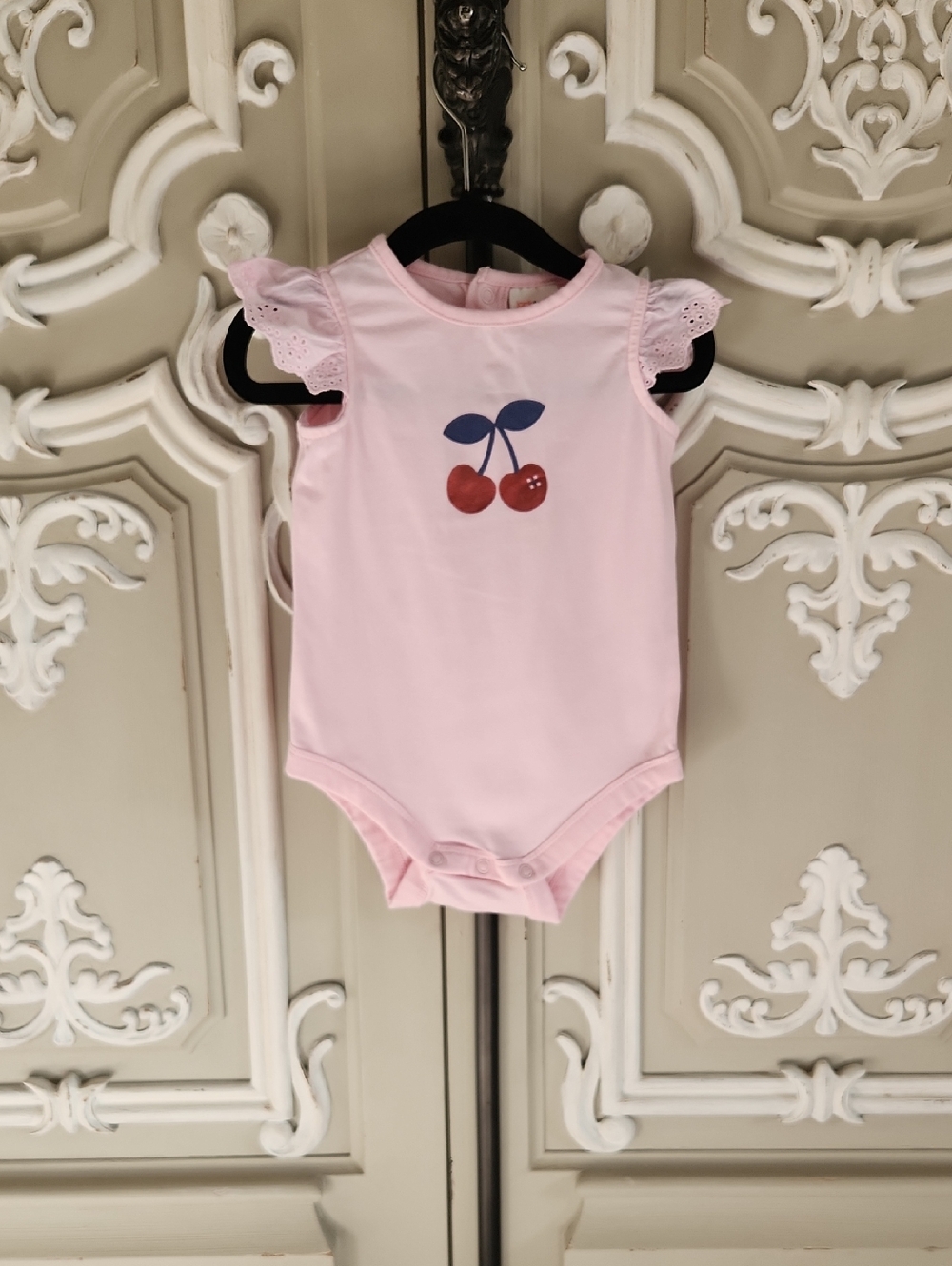 Jack & Milly Baby Pink Cherry One-Piece Bodysuit Size 1